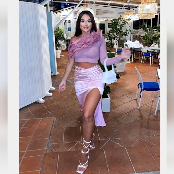 NWT ZARA BLOGGERS FAV ORGANZA RUFFLE MESH PINK TOP VOLUMINOUS - Picture 2 of 5